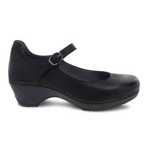 Dansko Marla Black Burnished Calf Leather Heels